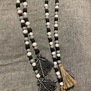 Black and White Beaded Garland - Set of 2 Farmhouse